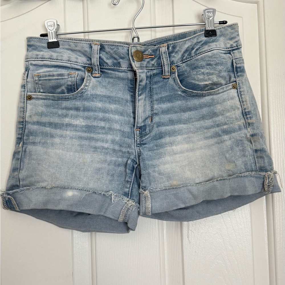 American Eagle Outfitters Blue Jean Shorts with Cuffed Hem
